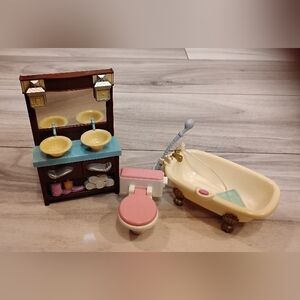 Vintage Fisher Price Loving Family Dollhouse Bathroom Furniture